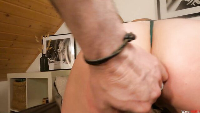 Mila Sturm blonde pussy fingered hard in bondage by man