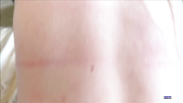 Izzy Rae closeup pale skin and nude back with scar, POV family therapy