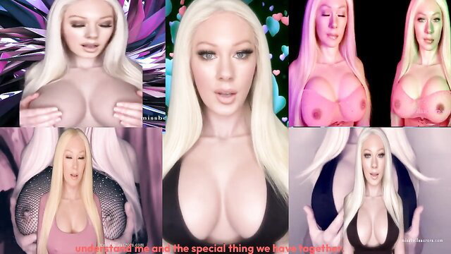 Busty blonde Bella Aurora teases huge tits in worshipful JOI