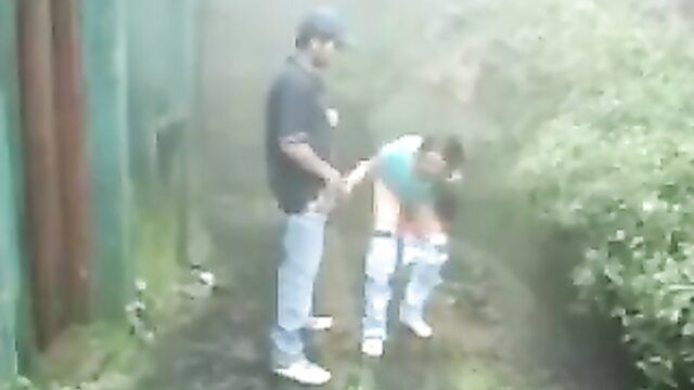 Hot babe bends over in park for outdoor sex while waiting for cab