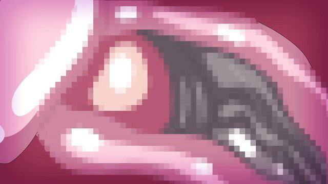 Masked mesukemo closeup of glossy pink lips and wet mouth in pixel art style