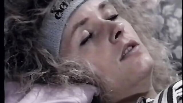 Blonde bombshell in sweatband passed out, wild schoolgirl tease