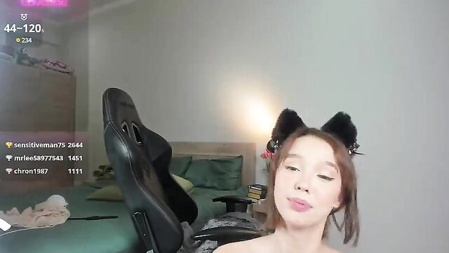 Amilia4u webcam tease with big boobs, cat ears, tight ass