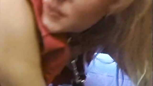 Retro Evil Angel closeup of blonde sucking cock, hairy pussy visible