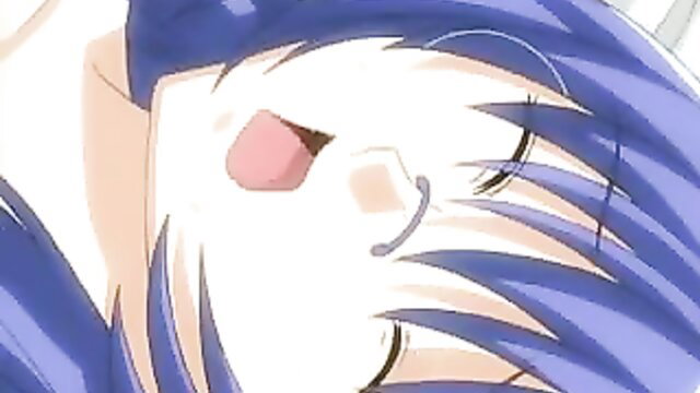 Cute blue-haired anime hentai girl winking with tongue out, seductive close-up