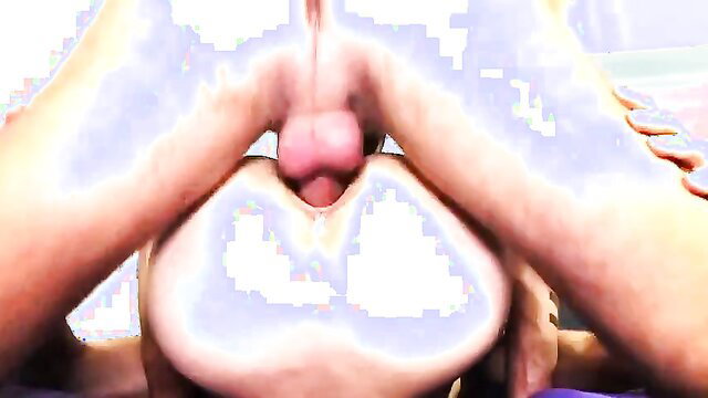 Hot closeup of balls between spread feet in intense gay anal scene