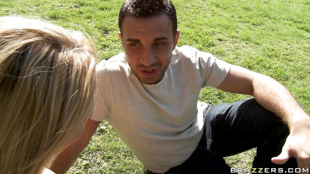 Nikki Sexx and Keiran Lee outdoor tease on grass, Brazzers