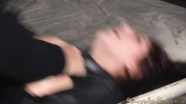 Restrained beauty facefucked roughly on bed by Sexually Broken