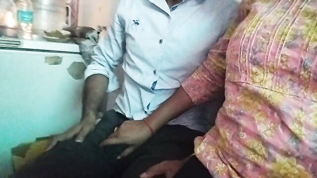 Desi bhabhi passionately groped by step-bro in kitchen tease