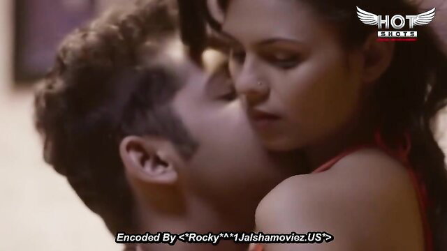 Indian couple passionate kissing closeup in hot steamy scene
