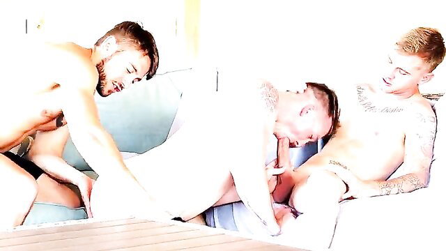 Hot teens in threesome: rimjob, deepthroat BJ, tight ass play