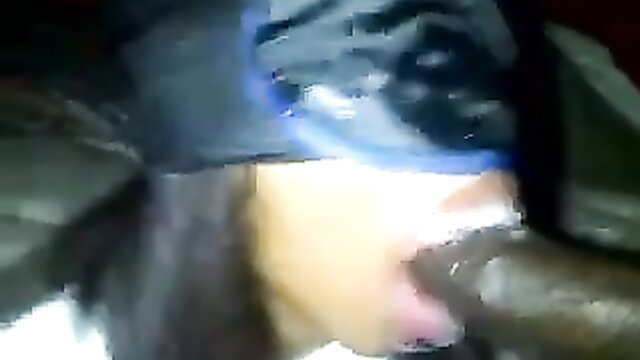 Texas stripper Thick Lips in blue swim cap gives sloppy POV blowjob