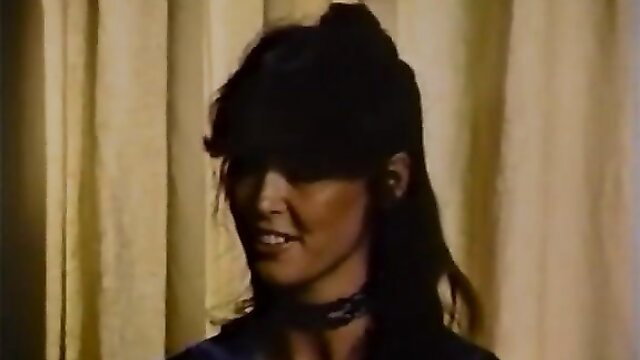 Retro Anette with hairy armpits, big natural tits, choker, blindfold