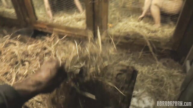 Kinky brunette MILF in animal cage cosplay gets rough BDSM with hairy pussy big tits