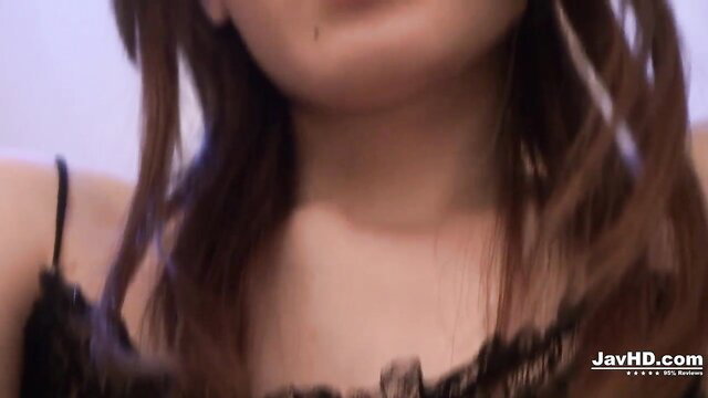 Karin Aizawa in black lace lingerie closeup tease