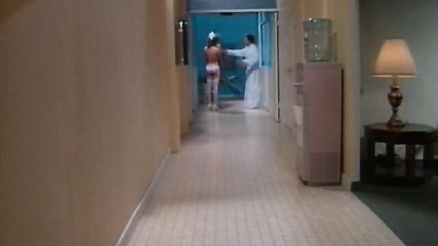 Retro nurse bent over fucked doggystyle from behind in hospital