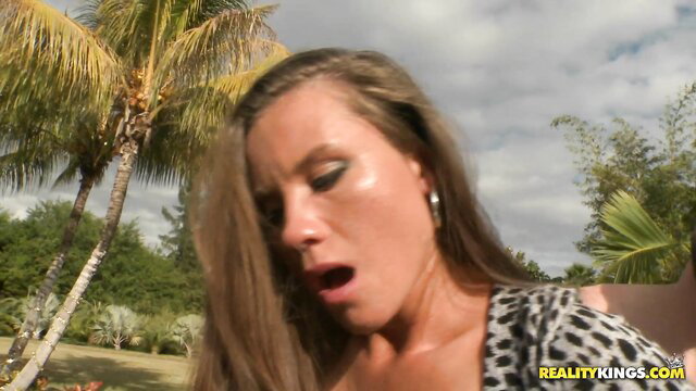 Bella Atrix outdoor blowjob with JMac, hot cumshot load