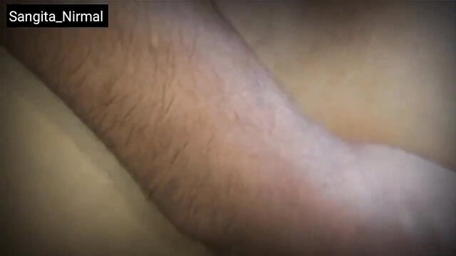 Indian teen Sangita Nirmal hairy arm closeup in cheating blowjob video