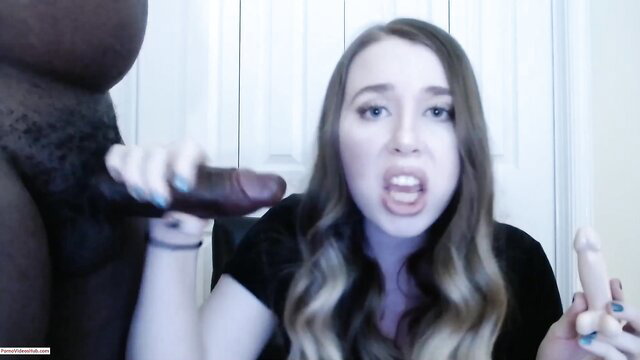 Hot babe compares tiny white cock to massive BBC in cuckold humiliation