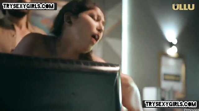 Indian woman fucked hard on desk in Ullu gonzo anal scene