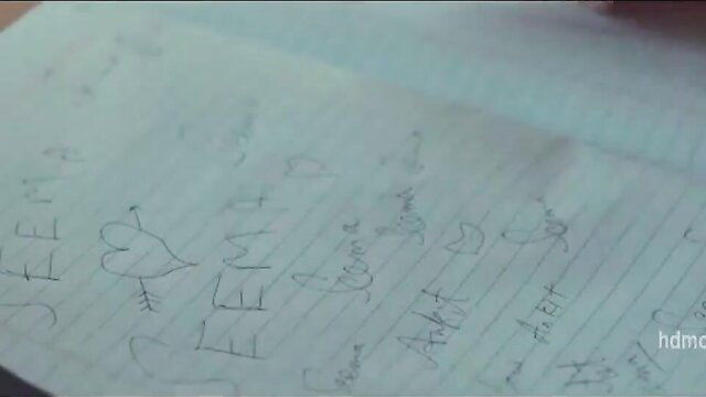 Handwritten Hindi note with heart arrow on notebook in steamy adult web series