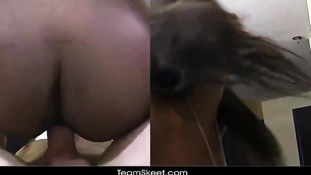 Ebony babe's tight ass fucked hard by daddy's thick cock