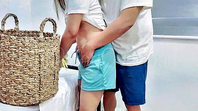 Asian babe in shorts gets ass grabbed by guy on boat