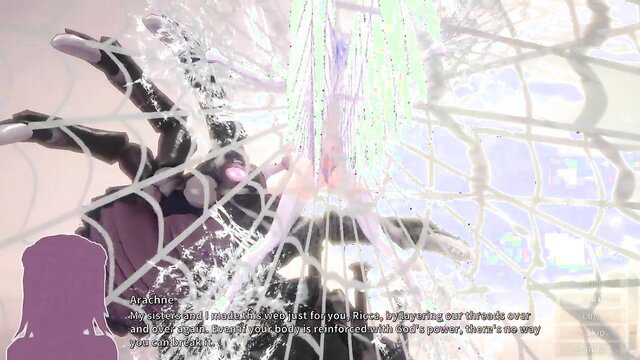 Angel Ricca submits to spider girls in 3D hentai web bondage