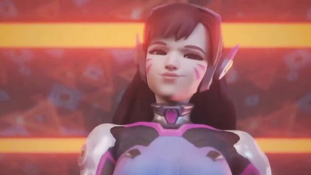 Tracer from Overwatch in sexy skin-tight bodysuit, teasing smile