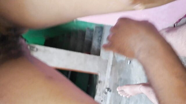 Desi Bhabhi hardcore fuck on stairs, caught naked POV