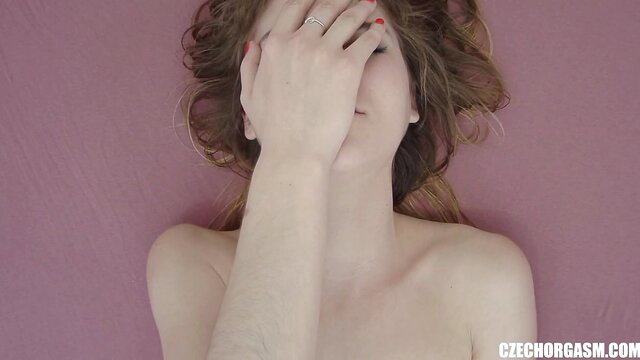 Czech brunette babe covers eyes in orgasmic solo masturbation ecstasy