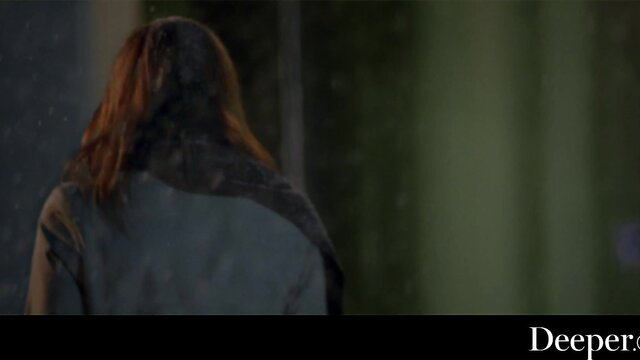 Bree Daniels back view in dim lit scene, wet hair, stockings tease