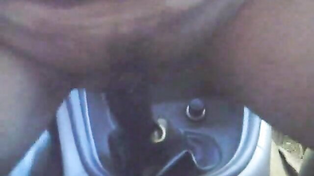 Naughty mature lady grinds hairy pussy on gear shift in car POV