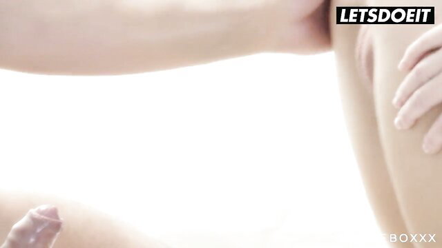 Nancy A and Lucy Li naughty handjob in white boxxx threesome