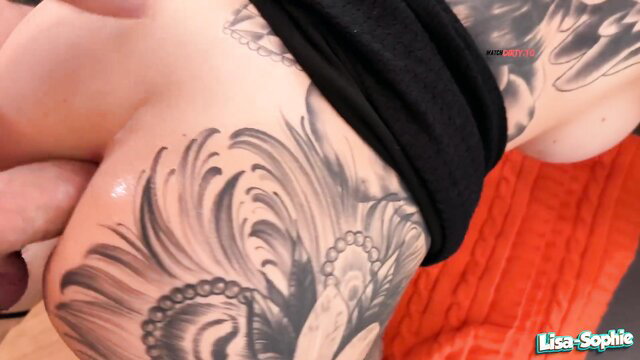 Lisa-Sophie tattooed beauty with big tits and ass drilled hard creampie