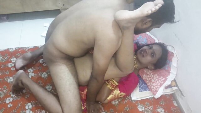 Indian couple's filthy wedding night sex in saree, hardcore pounding