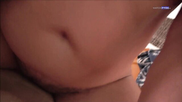 Brianna Beach's curvy belly and pussy exposed in thong during taboo outdoor massage