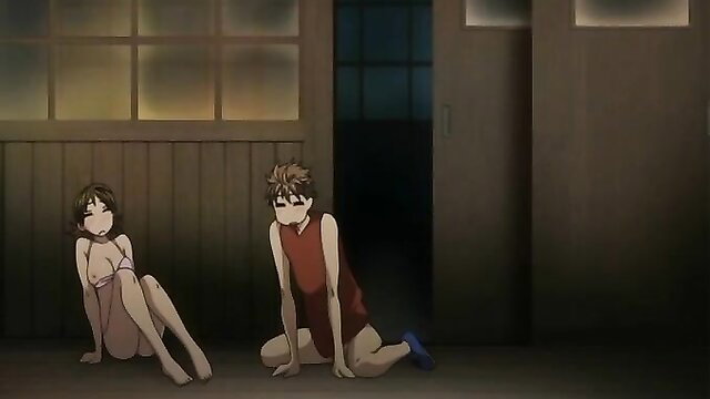 Anime girl in bikini takes it from behind from guy on knees