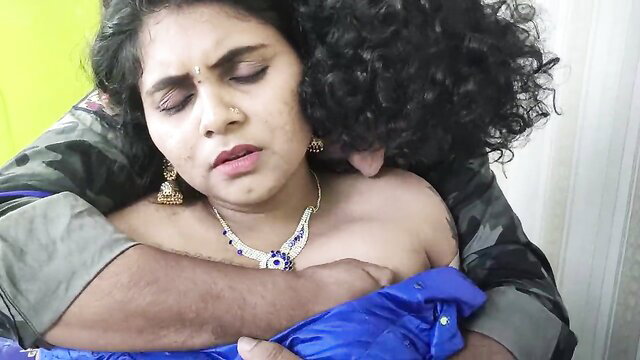 Sharun Raj embraces curvy Indian Mallu babe Vaishnavy in hot half saree romance