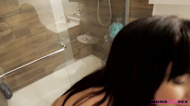 Alana Cruise wet brunette in shower POV blowjob preview