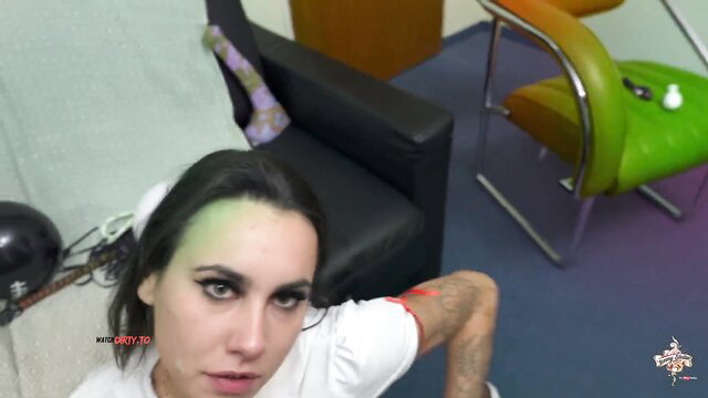 Tattooed Jenny Stella POV closeup in stockings pre-creampie