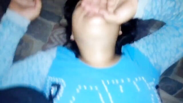 Desi girlfriend natural big tits exposed, lying back moaning in hotel fuck