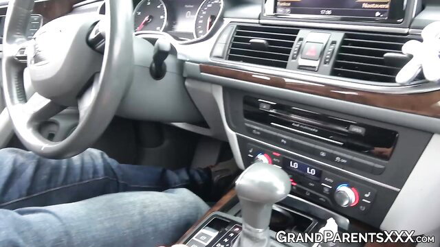 Grandpa's luxury car dash in senior threesome preview