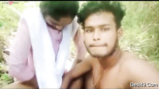Two cute Desi boys outdoor tease, one shirtless in dhoti action