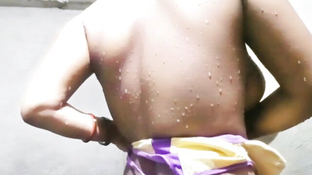 Desi Indian Aunty nude back view with bumps, stroking in shower