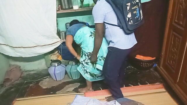 Tamil teacher in saree bends over for Indian student steamy fuck