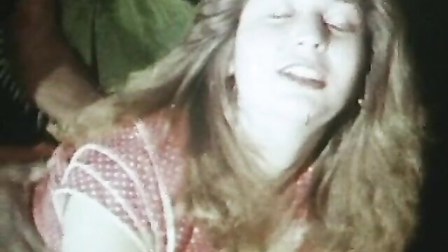 Blonde retro babe in red garters smiles with ecstasy in classic hairy pussy XXX