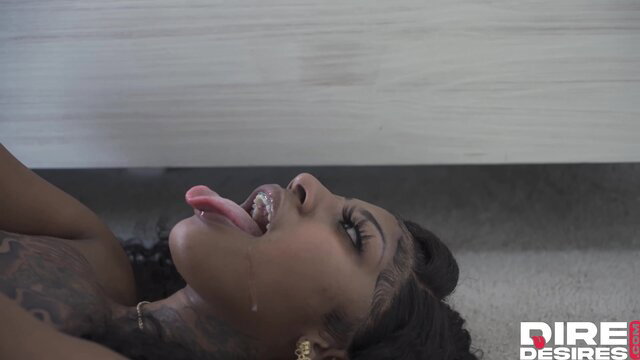 Ebony amateur babe with tongue out in hot BBC POV tease