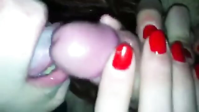 Hot brunette babe POV deepthroat blowjob with big cumshot load