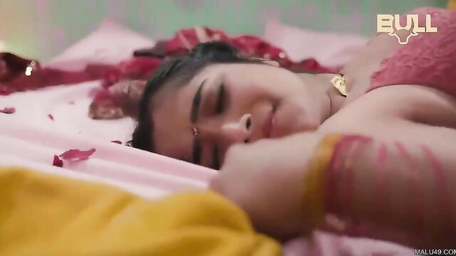 Hot brunette Indian wife nude asleep with sindoor bangles after rough sex